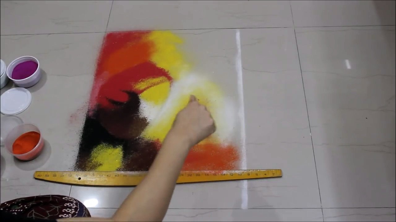 Maa Durga Rangoli Design with colours for Diwal...