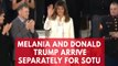 President Donald Trump and First Lady Melania Trump arrive separately for State of the Union speech