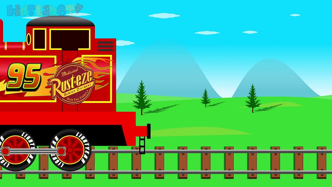 Disney Lightning Mcqueen Train vs Dinoco Train - Cars and Trains For Children