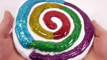 DIY How To Make Rainbow Colors Slime Foam Clay lollipop Learn Colors Slime Glitter Clay Icecream