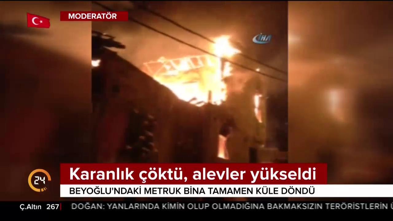Bina kül oldu