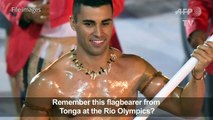 Greased lightning! Tongan pin-up makes 'crazy' Olympics return