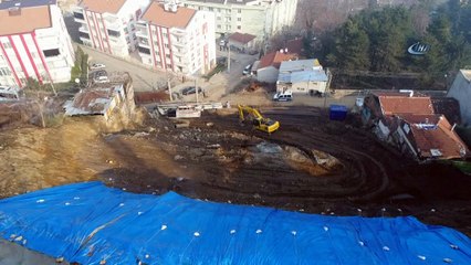 Heyelan bölgesi havadan görüntülendi