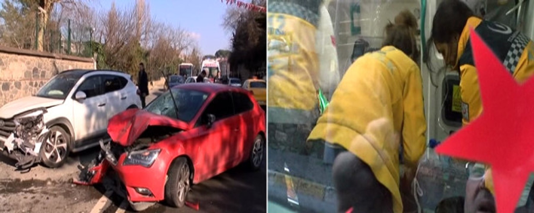 Otomobil Yayaya ve İki Araca Çarptı