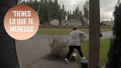 El karma actuó sobre esta torpe 'ladrona de porches'