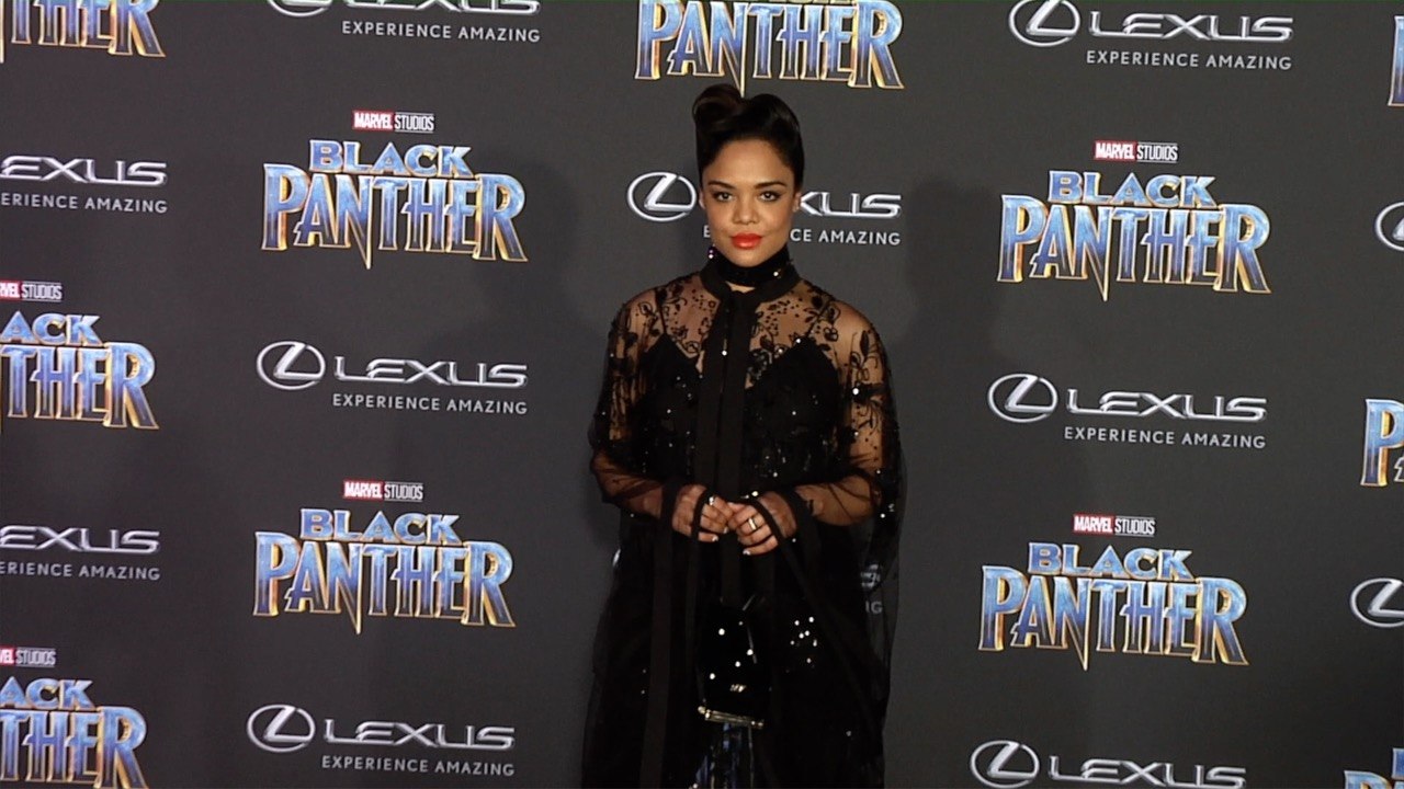 Tessa Thompson "Black Panther" World Premiere Purple Carpet