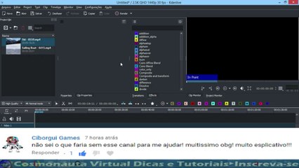 Vídeo surgindo no meio da tela no Kdenlive