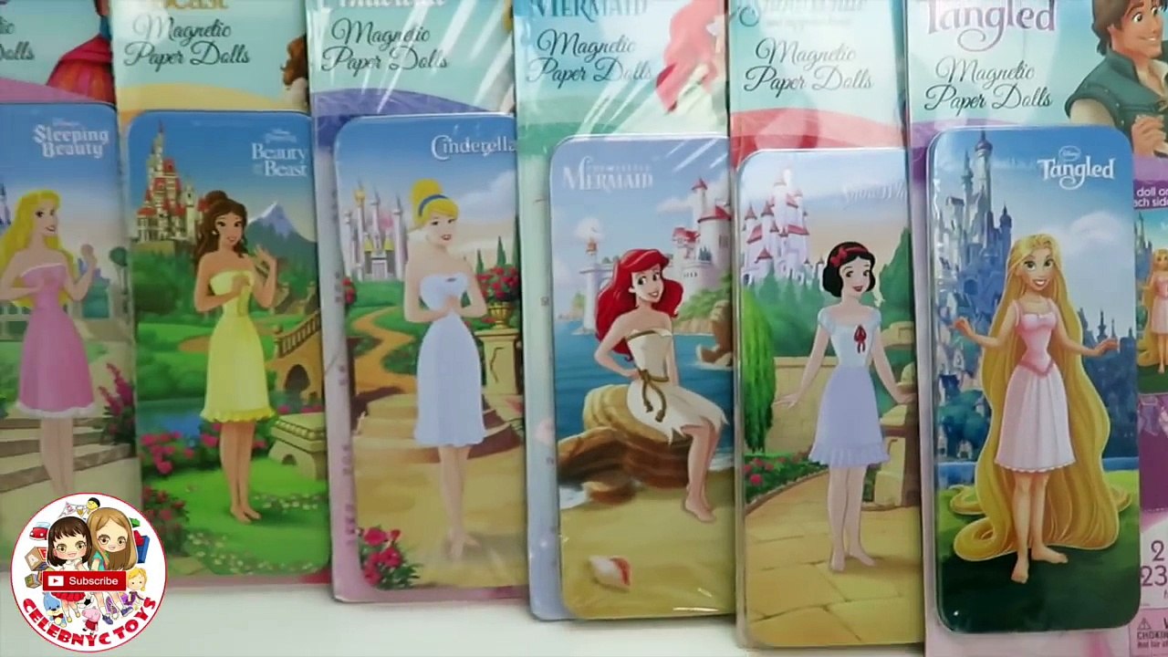 Disney Princess Magnetic fun Paper Dolls Mini Tin Ariel Rapunzel Belle Cinderella Dresses Toy