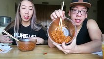 KOREAN Fire Noodle Challenge! LOSER eats WHAT.?!