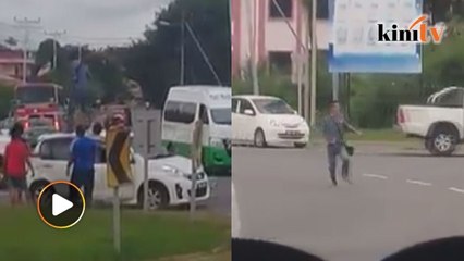 Lelaki panjat kereta, lari di jalan khayal syabu