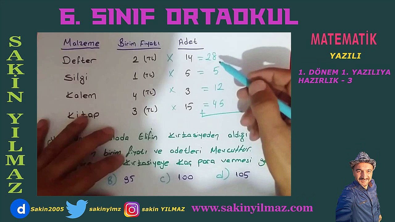 6. Sınıf Matematik | 1. DÖNEM 1. YAZILIYA HAZIRLIK - 3