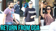Kareena Kapoor, Saif Ali Khan, Karisma Return From Goa After Wild Party Amrita Arora 2018 Birthday