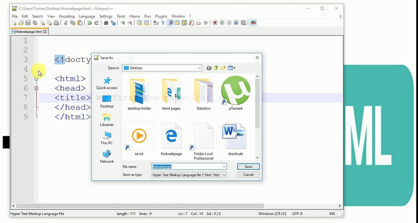 HTML for Beginners Tutorial#2- Creating First Web Page