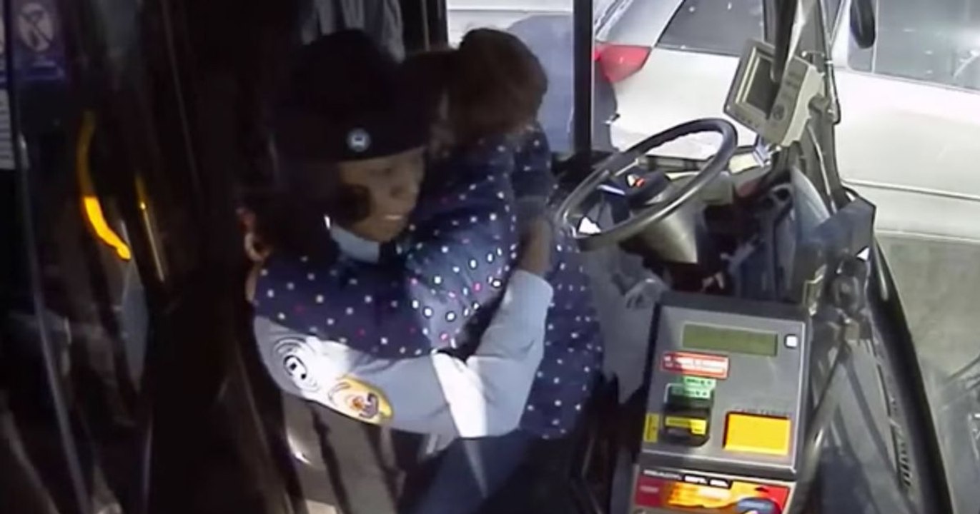 Hero Bus Driver Comforts Little Girl After Mom Passes Out