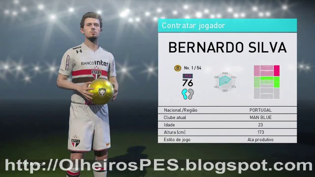 PES 2018 - Combinação de Olheiros para contratar Bernardo Silva do Man Blue