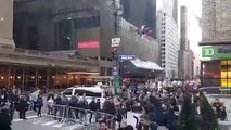 Hundreds of protesters gathered outside the Grand Hyatt in New York