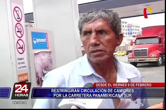 Restringirán circulación de camiones por la carretera Panamericana Sur