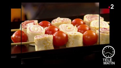 Gourmand - Brochettes de crêpes poulet jambon de parme