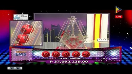 PCSO 9 PM Lotto Draw, February 2, 2018