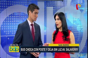 San Isidro: bus choca contra poste y deja sin luz avenida Salaverry