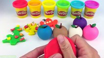 Learn Colors with Play Doh Apples with Fish Teddy Bear Jellyfish Molds Fun and Creative for Kids