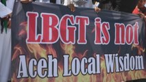 Musulmanes indonesios protestan contra la comunidad LGTB en Banda Aceh