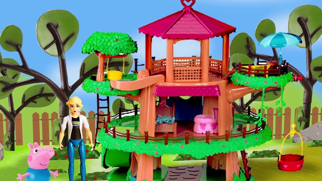 Peppa Pig Montando a Casa na Arvore com Pig George e Adrien Treehouse