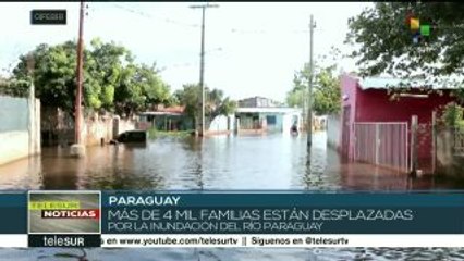 Mas de 4 mil familias desplazadas en Paraguay por crecida de río