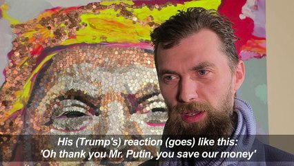 Ukrainian artists make portrait of "cheap" Trump out of coins