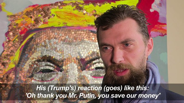 Ukrainian artists make portrait of cheap Trump out of coins
