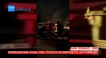 Incendio deposito automezzi San Donaci (BR)