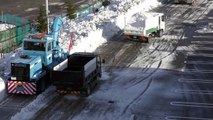 Unusual Japan Snow Removal Mega Machines: Grader, Truck, Loader, Bulldozer, Excavator in the Water