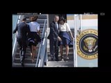 Obama menyelamatkan rok sang istri dari angin