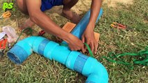 How to make fish trap with plastic pipes for catch a lot of fish in Cambodia