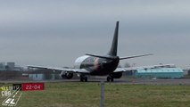 CLOSE UP Boeing 737-300 Taxi & Take Off at Stansted Airport