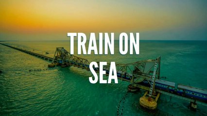 Train on the sea (pamban bridge)