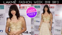 Kalki Koechlin off-shouldered, sensuous blouse Rampwalk Lakme Fashion Week 2018 Day 3