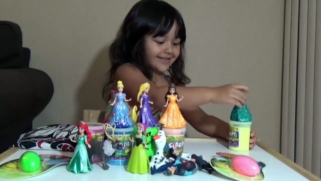 Disney MagiClip Princess Playing with Slime Flarp Silly Putty Glitter Putty Noise Putty
