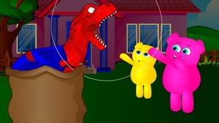 spider dinosaur sack game finger family song | Cute gummy bear videos