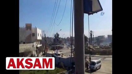 Azez�de pazar yerine roket düştü: 9 yaralı