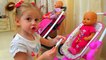 Babies Born dolls and funny little girl playing together Video for kids