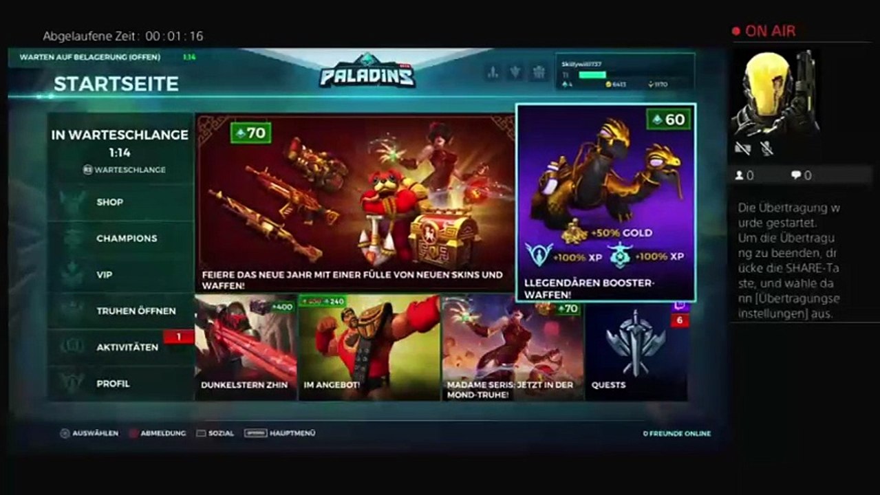 PS4-Live-Übertragung von Skillywilli737 Paladins 1