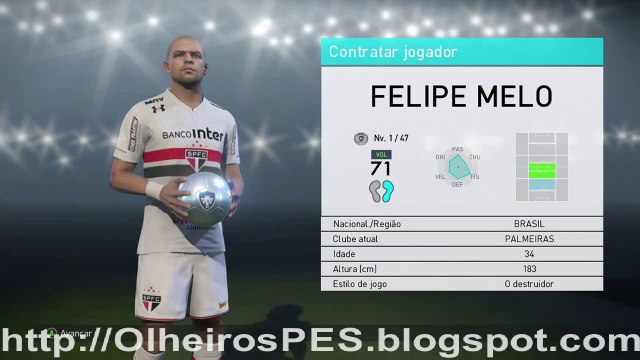 PES 2018 - Combinação de Olheiros para contratar Felipe Melo do Palmeiras
