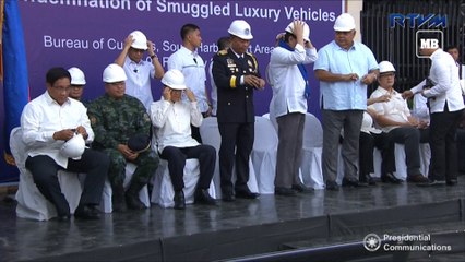 Philippines crushes sports cars in Duterte graft warning