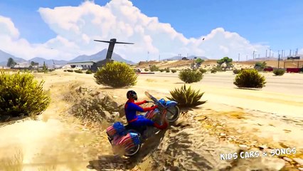 Motorbikes Transportation on Airplane with Spiderman (Cartoon for Kids w/ Nursey rhymes Songs)
