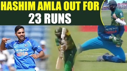 下载视频: India vs South Africa 2nd ODI : Hashim Amla out for 23 runs, Bhuvi strikes for India | Oneindia News