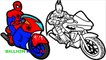 Color Fun Bikes Jumping with Spiderman and Batman Coloring Pages For Kids Coloring Book