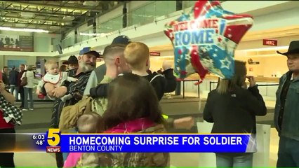 Soldier Surprised with Welcome Home from Big Crowd