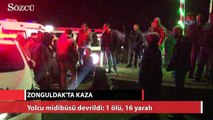 Zonguldak’ta yolcu midibüsü devrildi