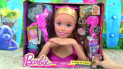 Barbie Crimp & Color Deluxe Styling Head Makeover with Hair Extensions, Makeup, and Nail Polish Mani